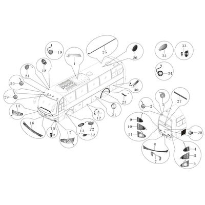 Lumiere per autobus HAISE parti di illuminazione per veicoli per King Long Higer ZhongTong Lampa a LED per autobus 24V