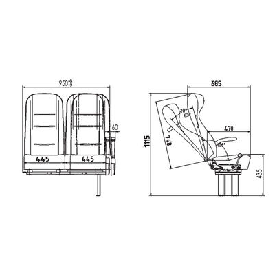 950 mm Sedile generale Sedile per vagoni per navi da guerra per esigenze del cliente